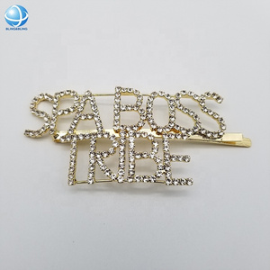 Handmade Shiny Metal Rhinestone Letters Bobby Pin For Women Girls Bridal Wedding Hair Decoration