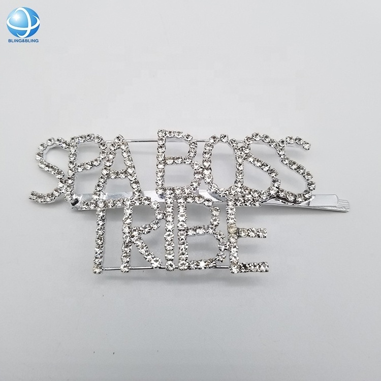 Handmade Shiny Metal Rhinestone Letters Bobby Pin For Women Girls Bridal Wedding Hair Decoration