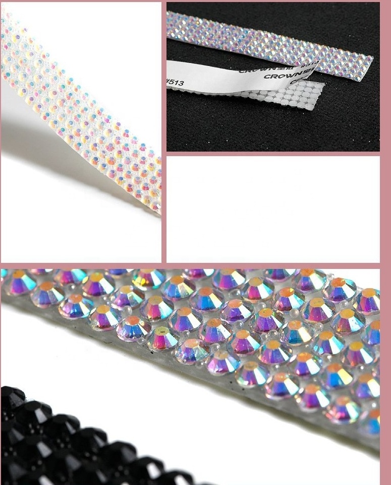 Self Adhesive Crystal Rhinestone Ribbon DIY Decoration Diamond Bling Ribbons Wrap Mesh Glittering Sticker