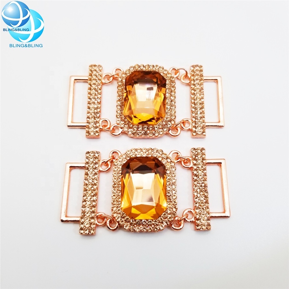 Champagne crystal bikini buckle strap bikini connectors rhinestone swimwear accessories