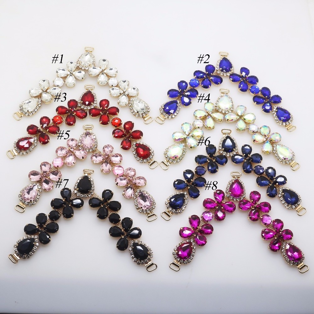 Wholesale rhinestone crystal V shape flip flops clips shoe chain decoration buckle accessories