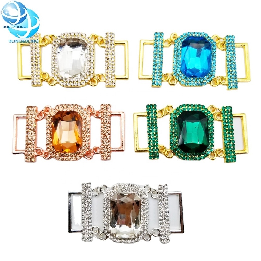 Champagne crystal bikini buckle strap bikini connectors rhinestone swimwear accessories