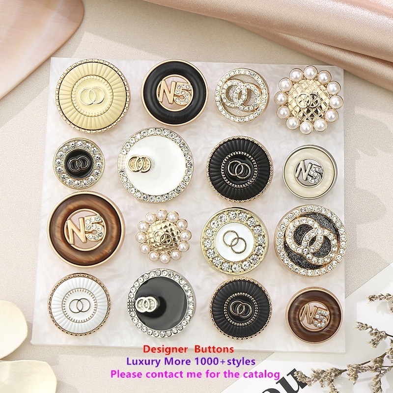 Top quality Silver metal brand cc designer luxury inspired buttons for women clothing coat