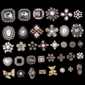 Vintage fancy crystal glass baroque flatback rhinestone buttons for DIY crafts decoration embellishment