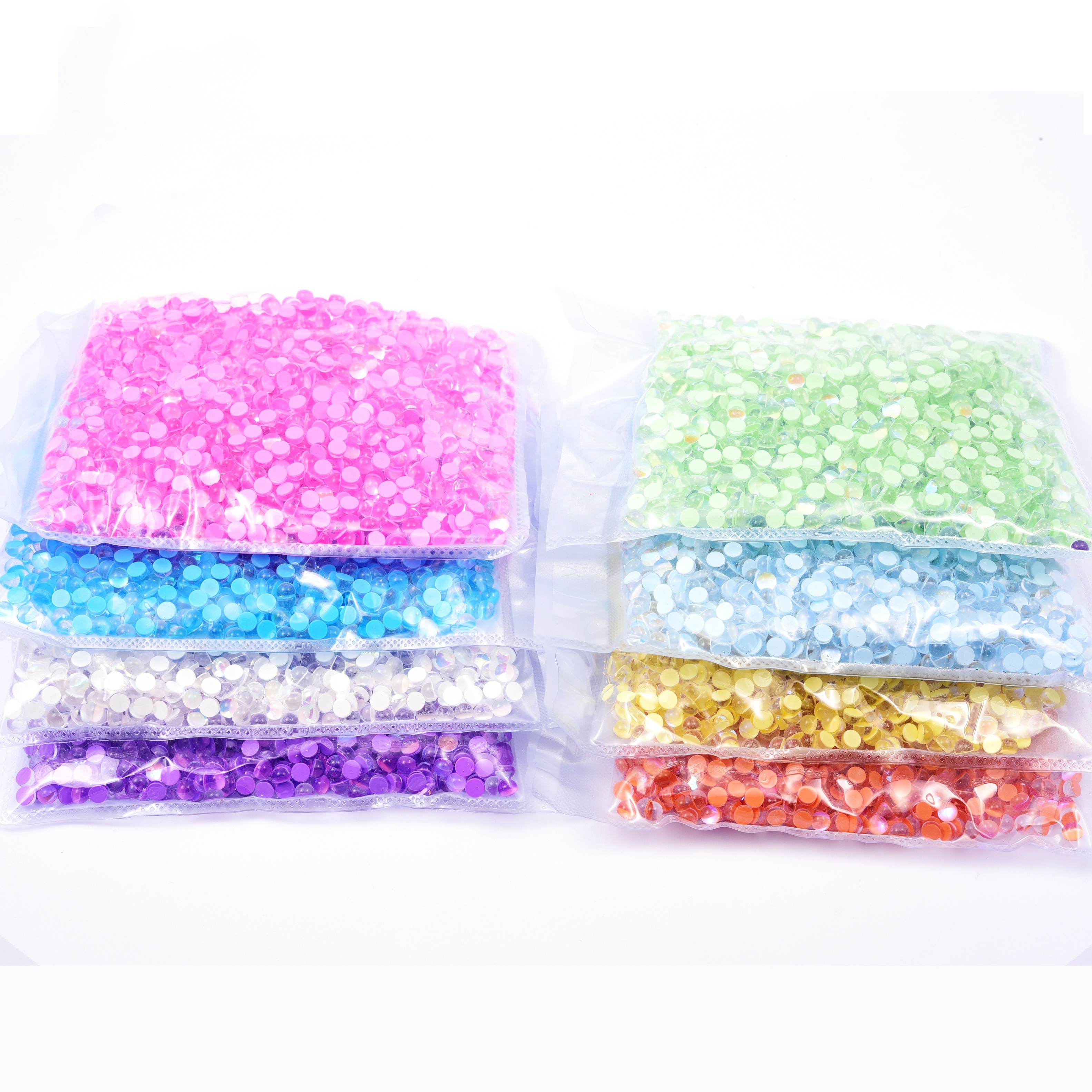 1440pcs Wholesale Mermaid beads Glass Stone Colorful Half Round Rhinestone Flatback Glue On Rhinestone Nail  For nail Decoration