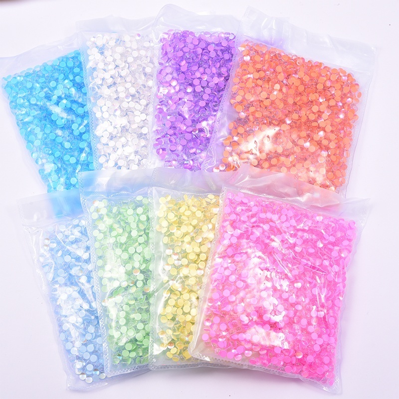 1440pcs Wholesale Mermaid beads Glass Stone Colorful Half Round Rhinestone Flatback Glue On Rhinestone Nail  For nail Decoration