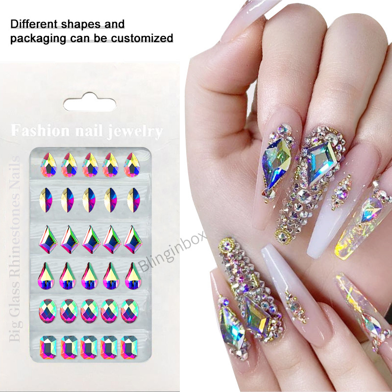 Blinginbox Beatiful 142 Shapes Flat Back Stone K9 Fancy Crystal Nail Art Mix Colors Glass Rhinestones Nails