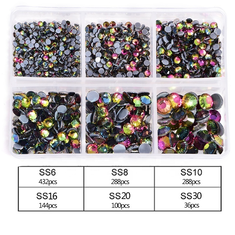 1200pcs Mix Sizes Hot Fix Rhinestones Set Flatback Stone Crystal Glass Strass Hotfix Rhinestones For DIY Decoration