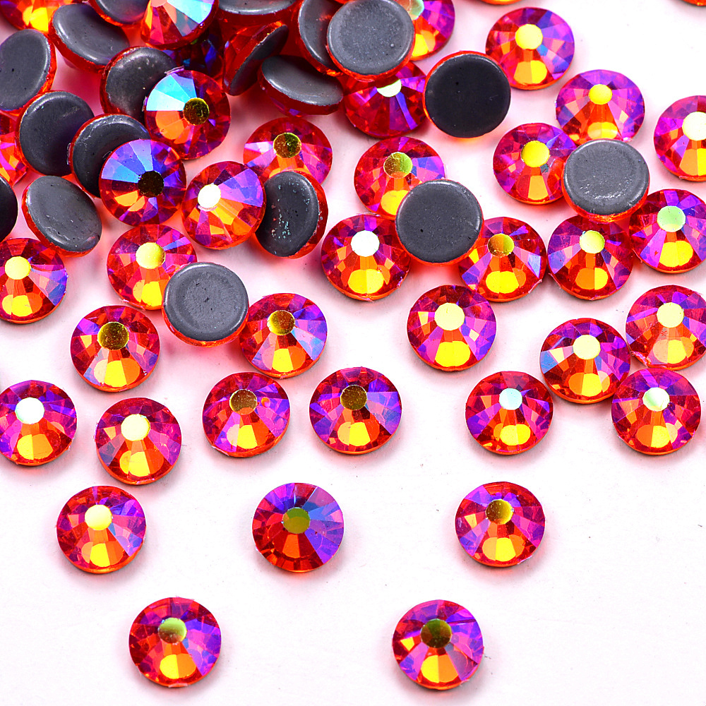 Blinginbox Hotsale A4 Quality Full AB Colors SS16 SS20 Glass Intensive Glue On Flatback Hotfix Rhinestones For Embroidery Fabric