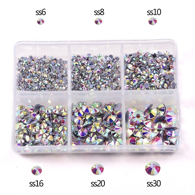 1200pcs Mix Sizes Hot Fix Rhinestones Set Flatback Stone Crystal Glass Strass Hotfix Rhinestones For DIY Decoration