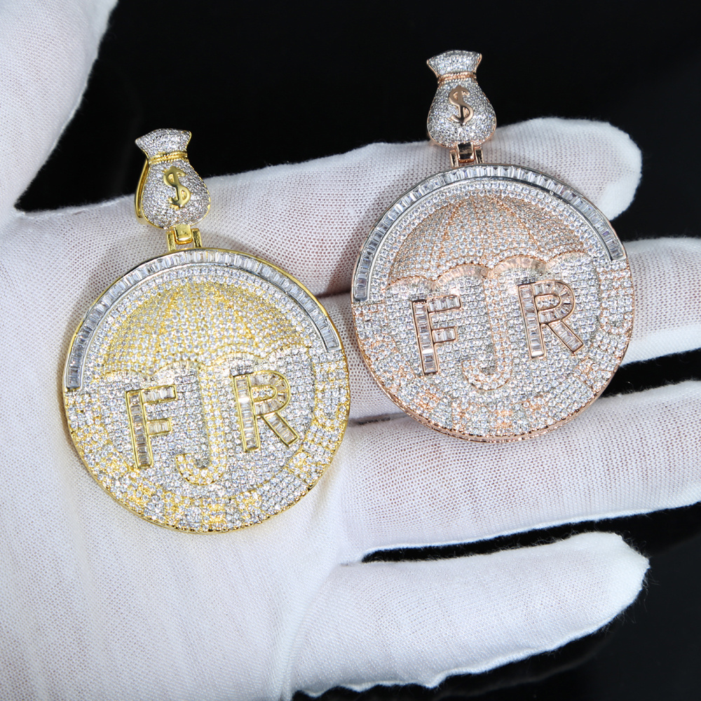 meaning hip hop pendant design micro pave iced out bling cz Umbrella forever rich men pendant necklace