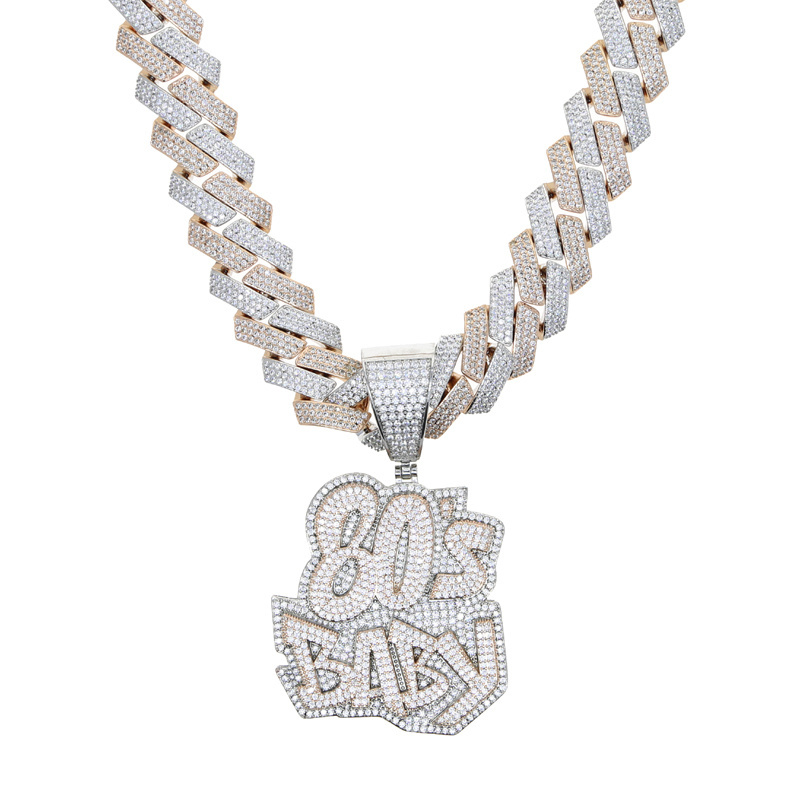 19mm Big Heavy Cuban Link Chain Two Tone Rose Gold Plated 80'S Baby Hip Hop Men Necklace