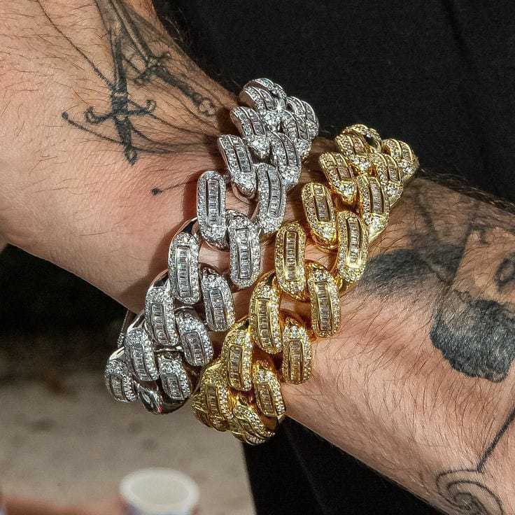 19mm heavy men chain big iced out bling cz cuban hip hop bracelet