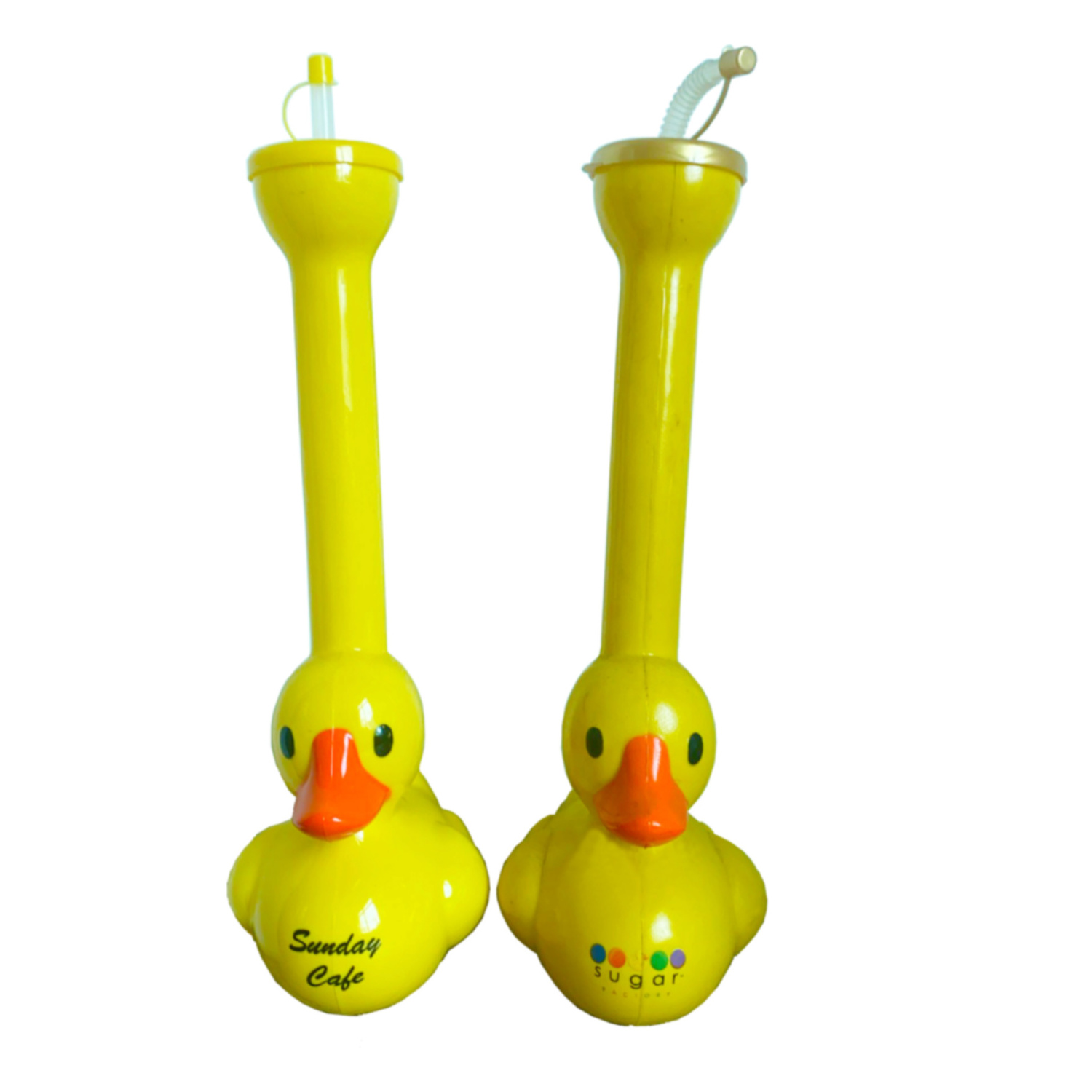 1400ml Plastic Yellow Duck Yard glass Party Long Neck Slush drink Cups Big Size Drinking Slush Bottle with lid and straw