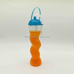 Plastic Beer Cup Yard Glass with double straw