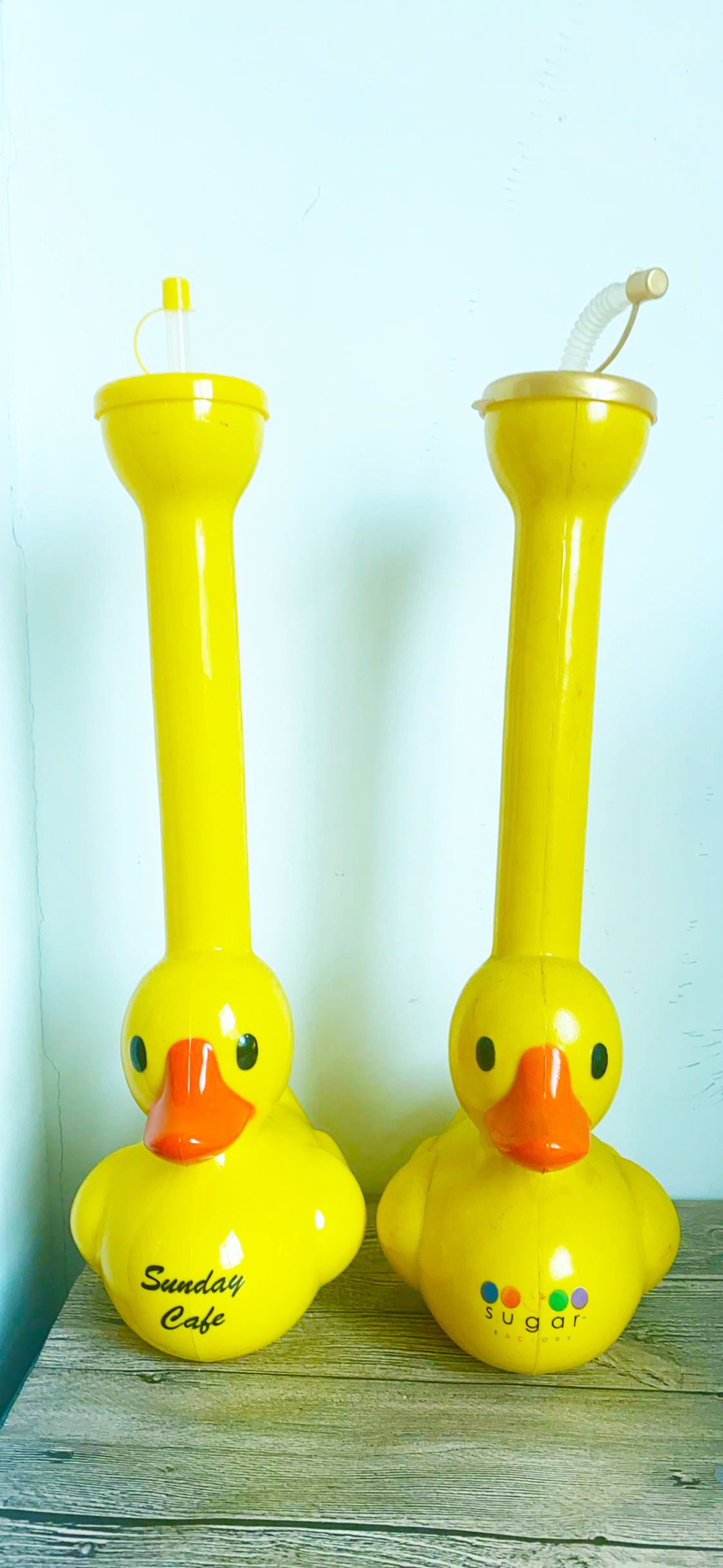 1400ml Plastic Yellow Duck Yard glass Party Long Neck Slush drink Cups Big Size Drinking Slush Bottle with lid and straw