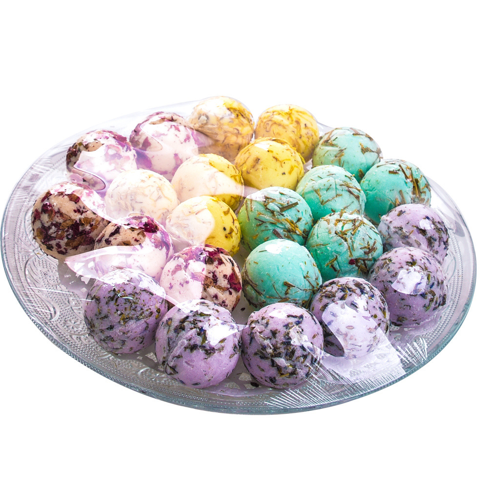 OEM Custom Luxury Packaging Shea Butter Raw Bath Bombs With Dried Petals Flowers