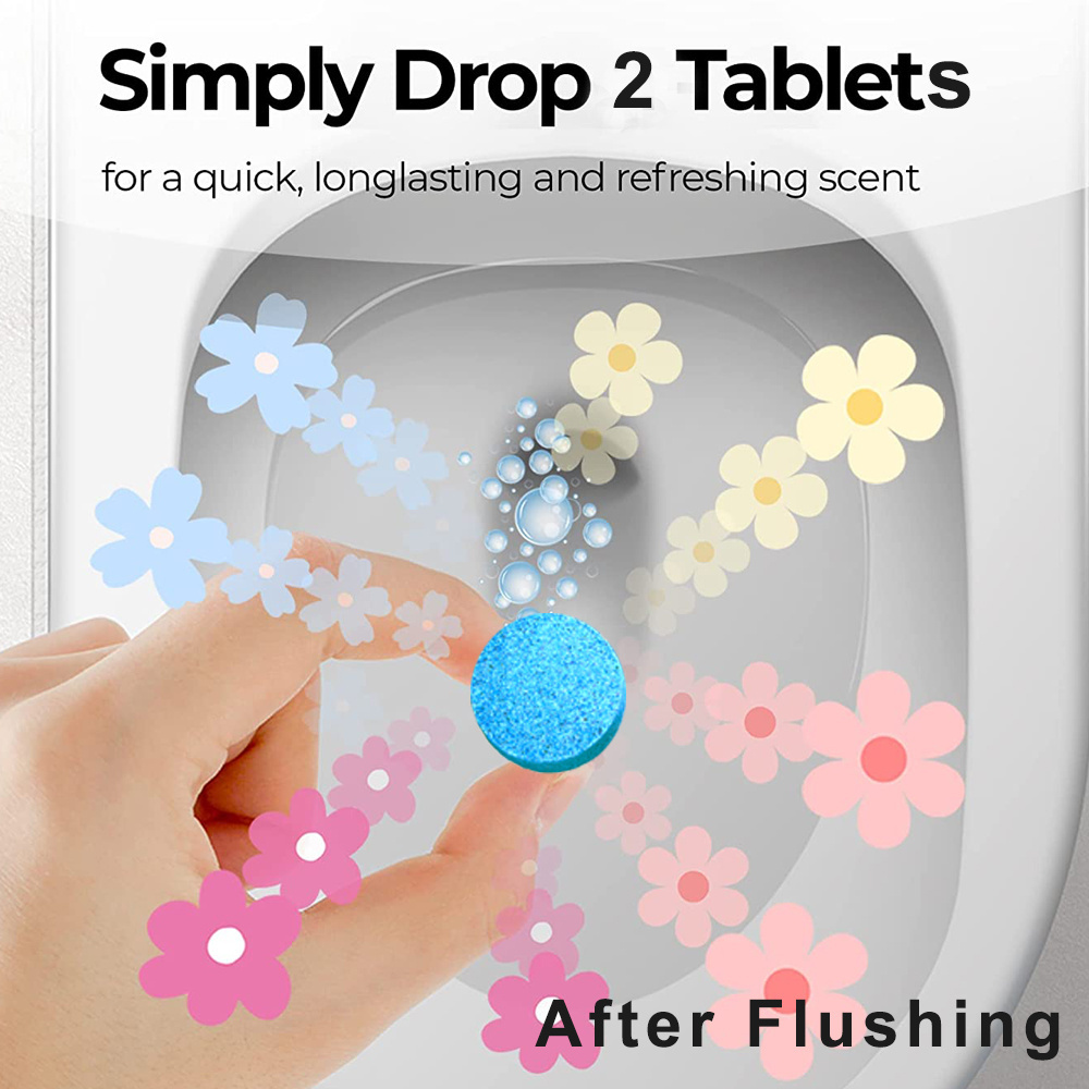 Toilet Cleaner Tablets Fresh Scent Odor Remover Flower Scents Air Freshener for Toilet bowl