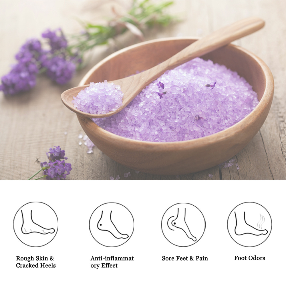 Foot Care Manufacturer Natural Organic Vegetarian Aromatherapy  Relaxation And Soothing Lavender Crystal Soaking Bath Salt