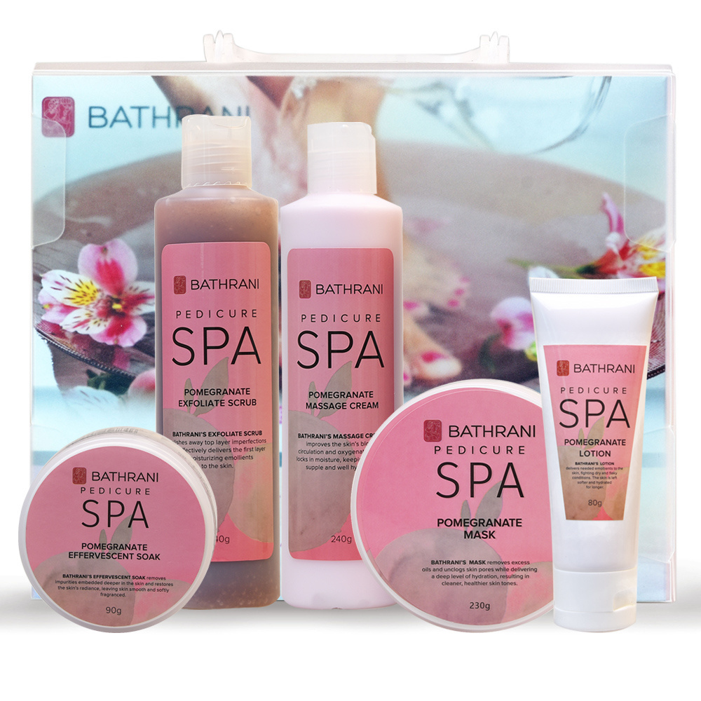 BATHRANI Pedicure Spa Set 5 Step Bath Fizz Scrub Massage Cream Mask Feet & Foot Lotion