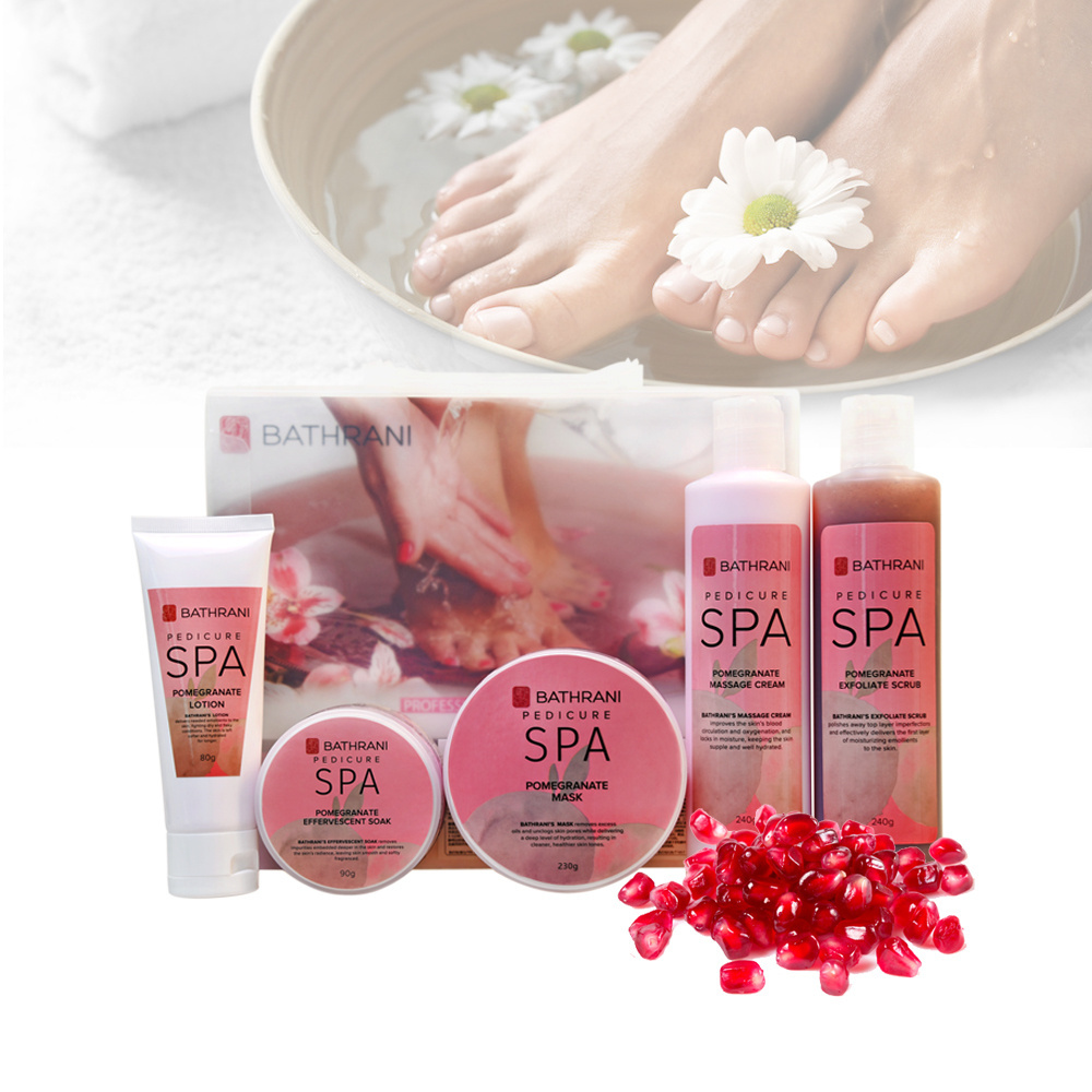 BATHRANI Pedicure Spa Set 5 Step Bath Fizz Scrub Massage Cream Mask Feet & Foot Lotion