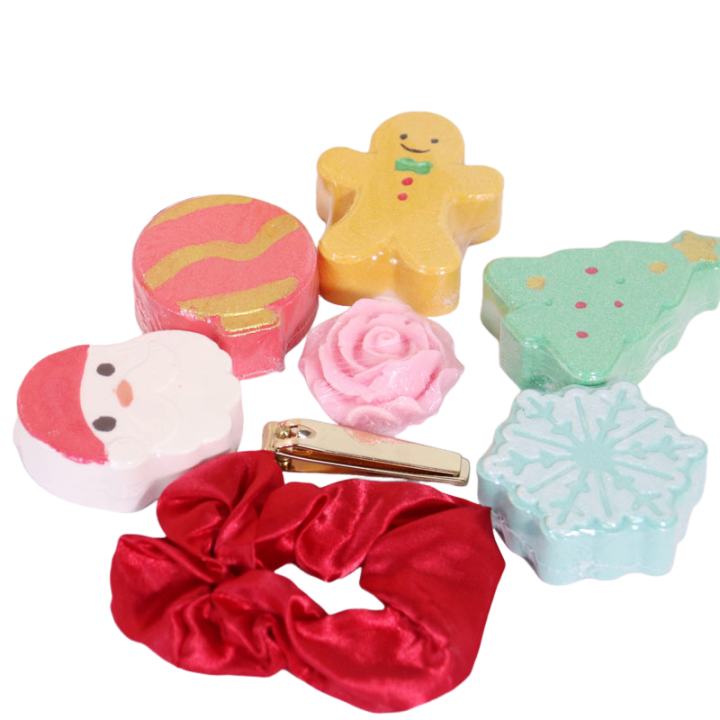 China Supplier Hotel and Resort Natural women Bubble Bath Gift Set Custom Shapes Christmas Bath Fizzies Set Bath Bomb Gift Set