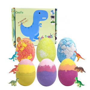 MSDS private label custom kids gift set vegan bubble fizzy organic toys inside dinosaur egg bath bombs