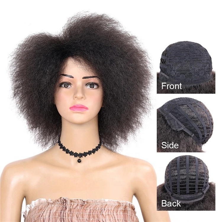 Natural Black 99J Color Synthetic Hair Short  kinky Curly Afro Wig For Women Synthetic Cosplay Wig