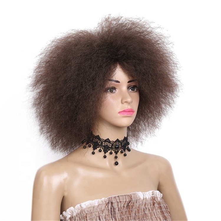 Natural Black 99J Color Synthetic Hair Short  kinky Curly Afro Wig For Women Synthetic Cosplay Wig