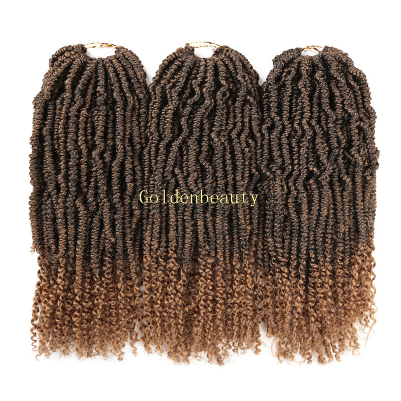 12 inch 24 Strands Nubian Twists Crochet Braids Ombre Synthetic Braiding Bomb Kinky Twist Hair Extension For Fluffy Twist