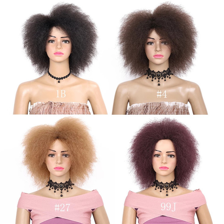 Natural Black 99J Color Synthetic Hair Short  kinky Curly Afro Wig For Women Synthetic Cosplay Wig