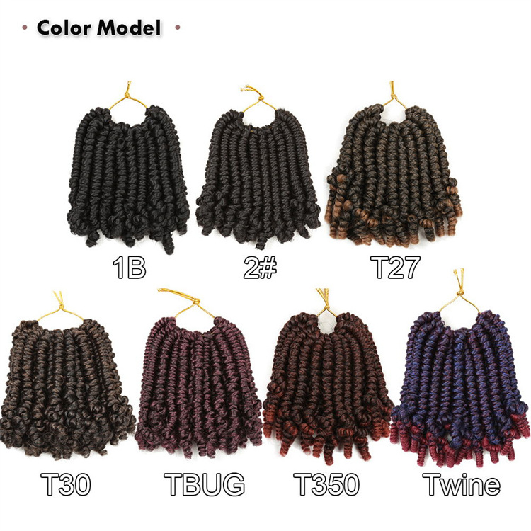 8inch short marly hair afro kinky twist synthetic extensions for black women crochet braid hair