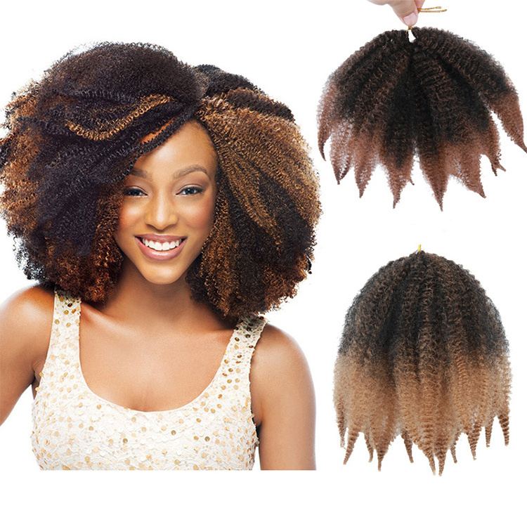 8inch short marly hair afro kinky twist synthetic extensions for black women crochet braid hair