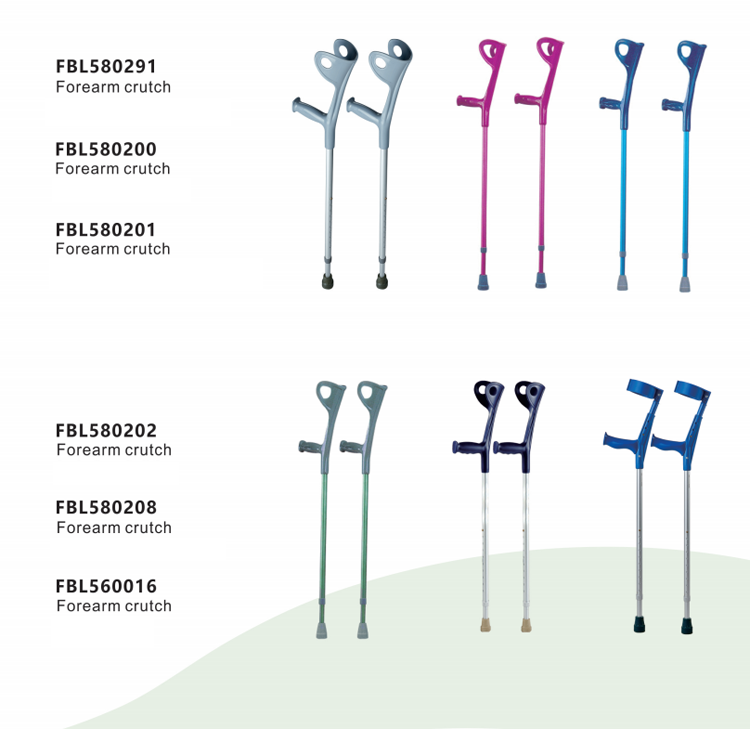 Telescopic Anti-skid Elbow Crutches Underarm Portable Aluminum Alloy Forearm Crutches with Left and Fight Hand Grip