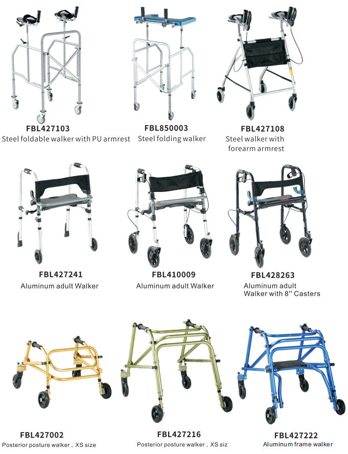 Bliss Medical Brushed Steel Standard Adult Two-Gap Trigger Release Folding Walker For Seniors