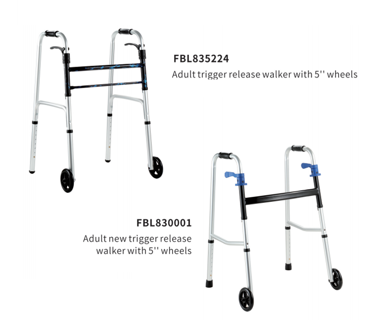 Portable aluminum alloy single button folding walker handicap walking aid with Forearm platform for the disabled