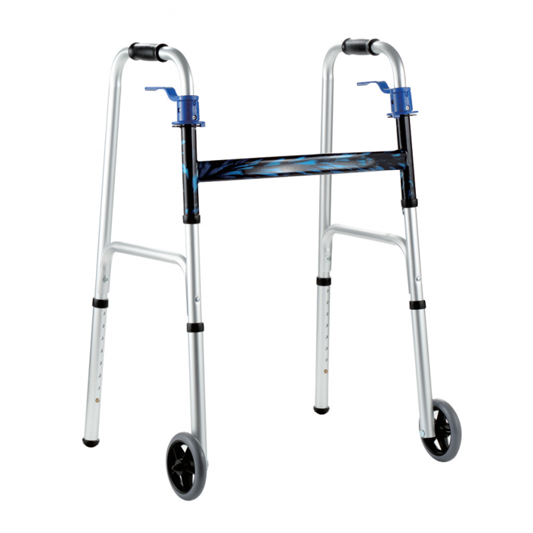 Bliss Medical Brushed Steel Standard Adult Two-Gap Trigger Release Folding Walker For Seniors