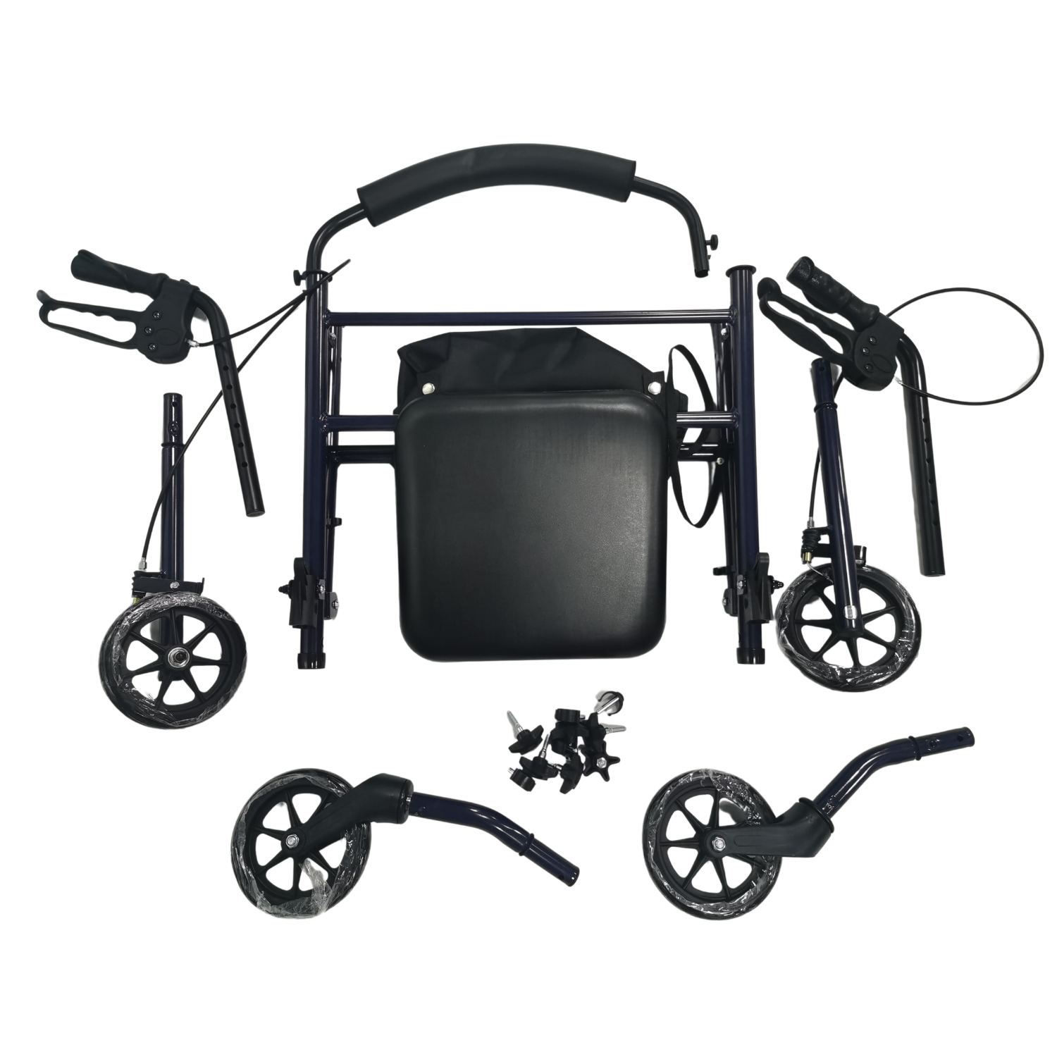 Wholesale the Elderly Folding Steel Shopping Cart Seat Rollator Walker Trolley Walker with Shopping Basket