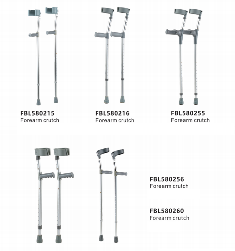 Telescopic Anti-skid Elbow Crutches Underarm Portable Aluminum Alloy Forearm Crutches with Left and Fight Hand Grip