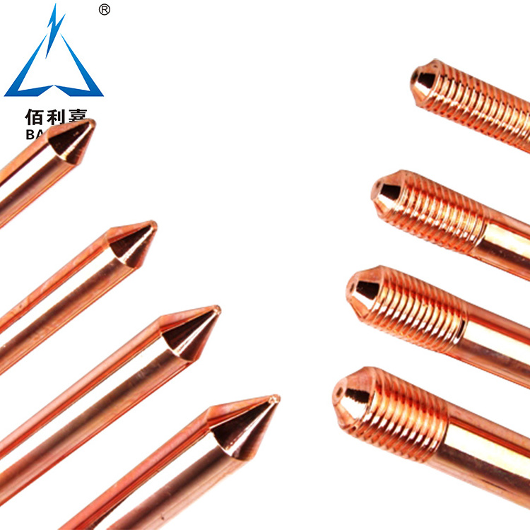 2024 Hot Sale Lightning Rod Grounding System Copper Bonded Rod Electric Copper Clad Steel Earth Rod