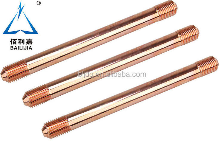 Custom Specification Lightning grounding protection system Copper Bonded Earth Rod Threaded Copper Clad Steel Grounding Rod