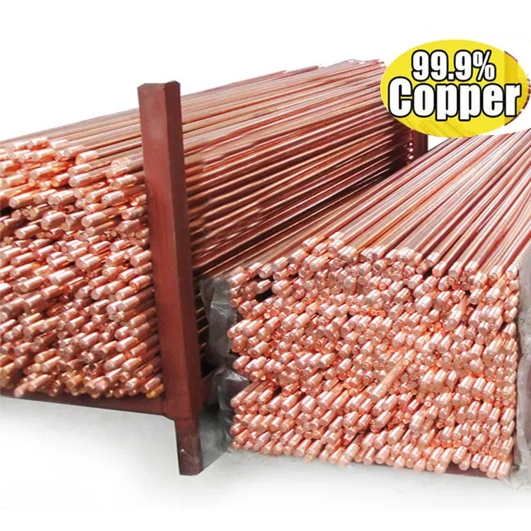 Factory Custom Lightning Protection Earthing Connection Threaded Copper Clad Steel Ground Electrode Copper Bonded Earth Rod