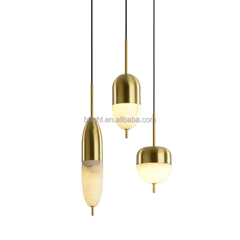 Modern Alabaster Chandelier Brass Lighting Flush Mount Led Ceiling Light Fixture Pendant Lamp for Dining Room Bathroom Bedroom