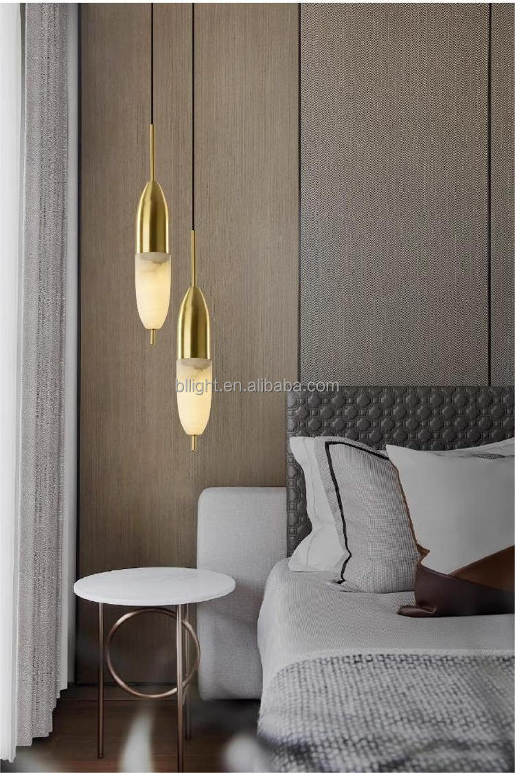 Modern Alabaster Chandelier Brass Lighting Flush Mount Led Ceiling Light Fixture Pendant Lamp for Dining Room Bathroom Bedroom