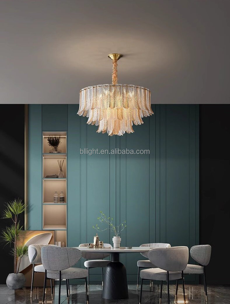 Factory Wholesale Gold Art Deco Mounted Lighting Nordic Modern Gold Round Solid Brass Glass Lamp Luxury Banquet Large Chandelier