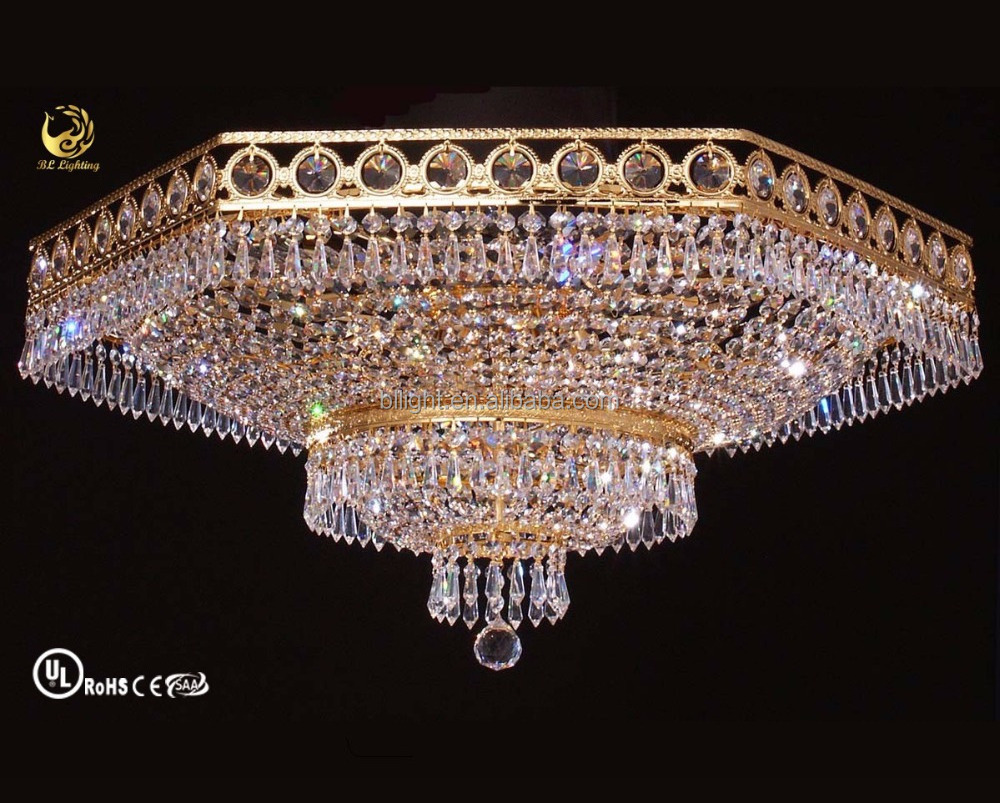 European style golden handmade crystal ceiling lamp china brilliant lighting manufactures wholesale crystal flush mount lamp