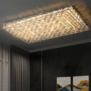 New Luxury Villa Ceiling Lamp Crystal Main Lamp for Living Room and Enamel Bedroom Lamps Creating Modern Crystal Flush Mounts