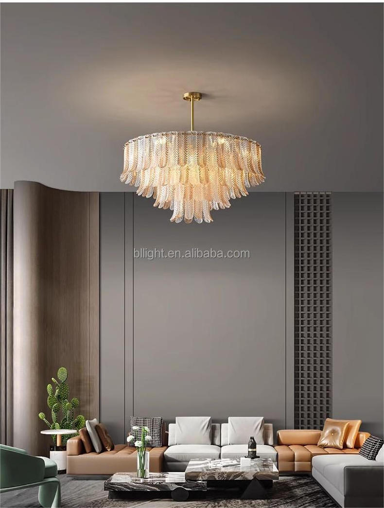 Factory Wholesale Gold Art Deco Mounted Lighting Nordic Modern Gold Round Solid Brass Glass Lamp Luxury Banquet Large Chandelier