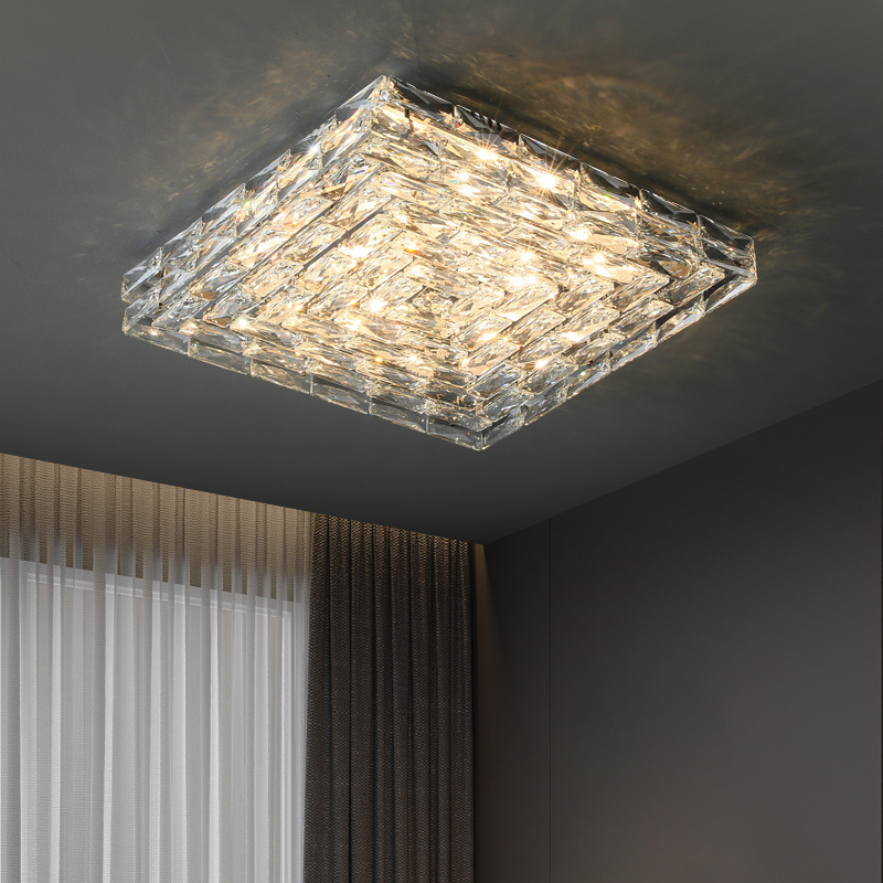 New Luxury Villa Ceiling Lamp Crystal Main Lamp for Living Room and Enamel Bedroom Lamps Creating Modern Crystal Flush Mounts