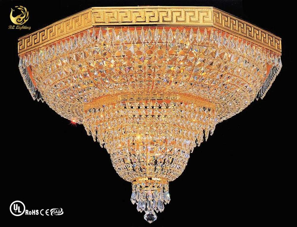 Popular design golden indoor large crystal ceiling light empire flush mount crystal lighting loving room golden decoration lamp